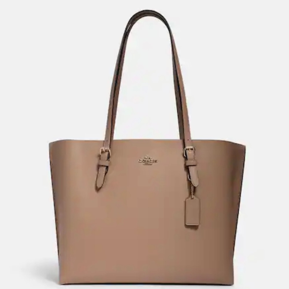 👀🔥 New Coach leather Tote bag Gold/Taupe 🔥